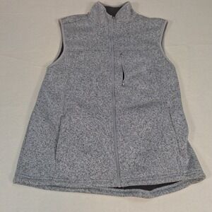 George Sweater Fleece Vest Mens Large Grey Sherpa Lined‎ Full Zip CF20355